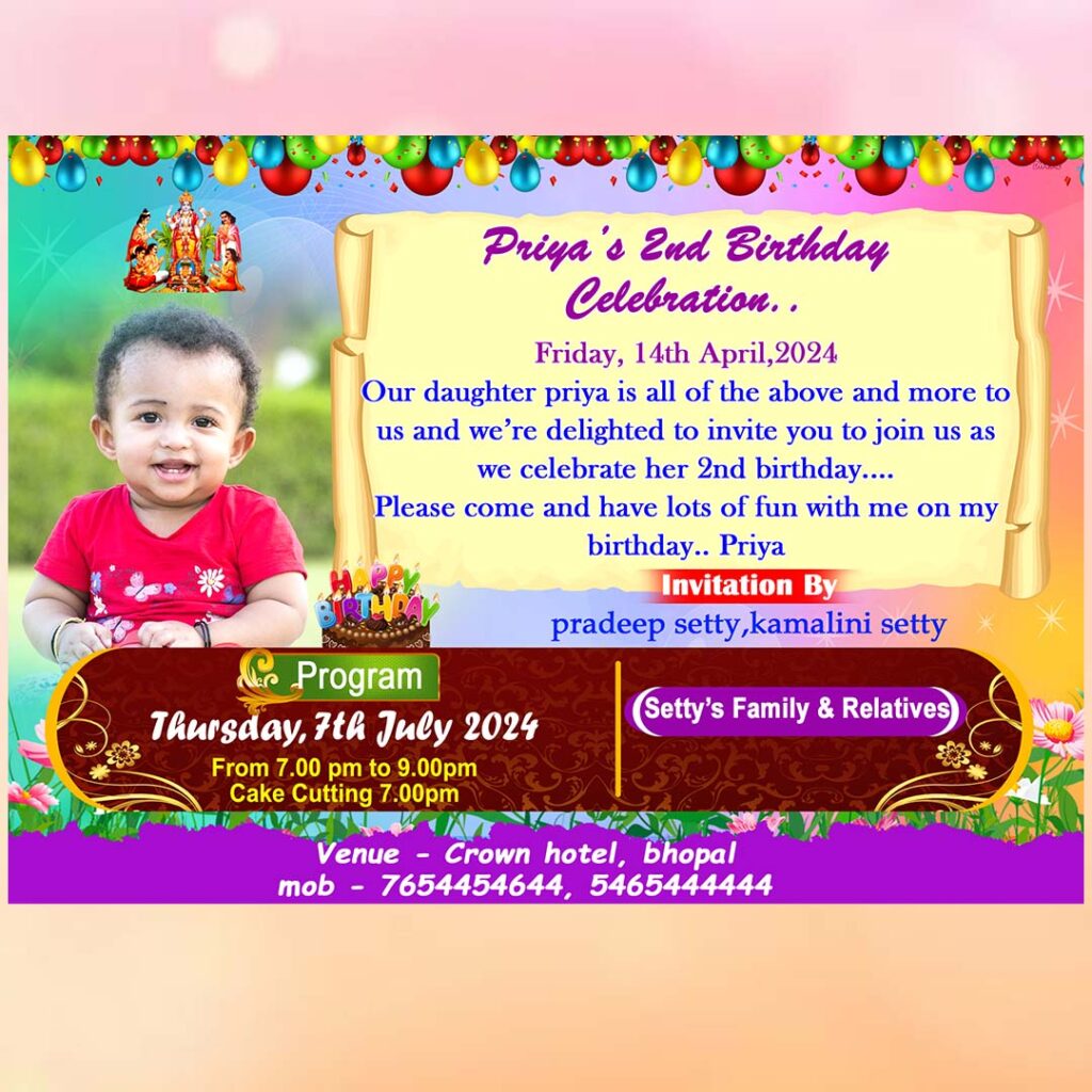 8 Birthday Invitation PSD - Graphics Point Store