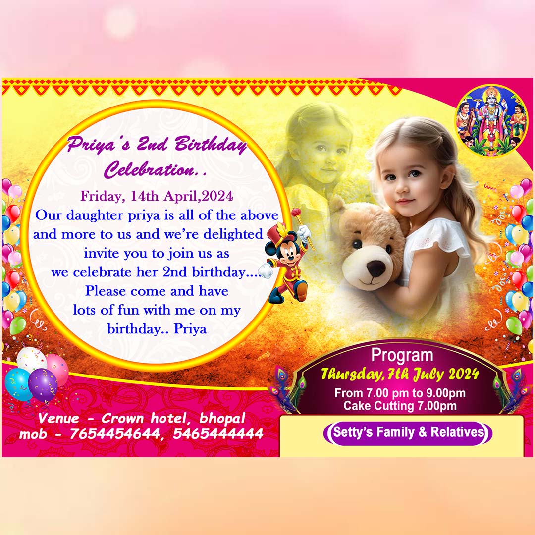 8 Birthday Invitation PSD - Graphics Point