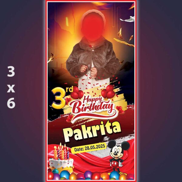 Birthday Standee Banner psd 3x6